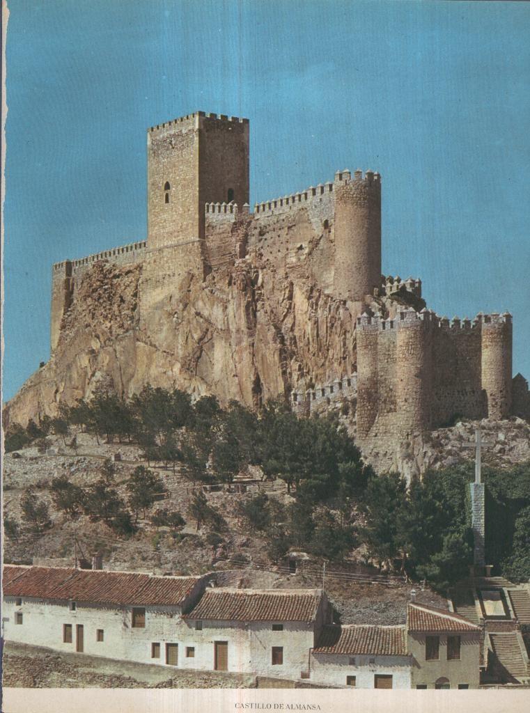 Lamina Castillos de España Edicion 1967 No.121: CASTILLO DE ALMANSA
