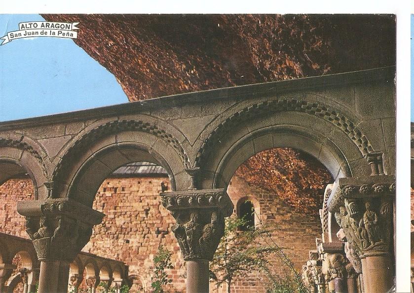 Postal 045196 : Pirineo Aragones (Huesca). San Juan de la Peña. Detalle del Claustro bajo la roca