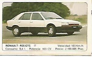 CROMO 274 ALBUM COCHES MOTOR 16: RENAULT - R25 GTS