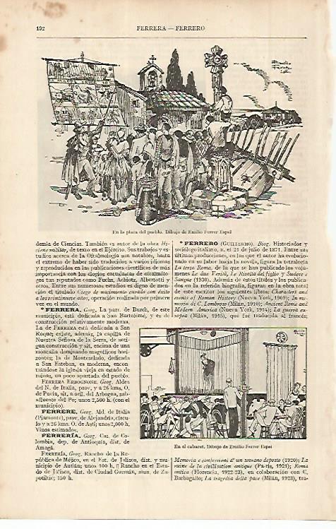 LAMINA ESPASA 11309: En la plaza del pueblo dibujo de Ferrer Espel