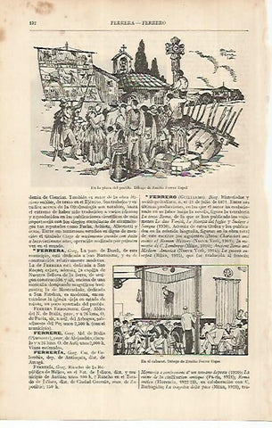 LAMINA ESPASA 11309: En la plaza del pueblo dibujo de Ferrer Espel