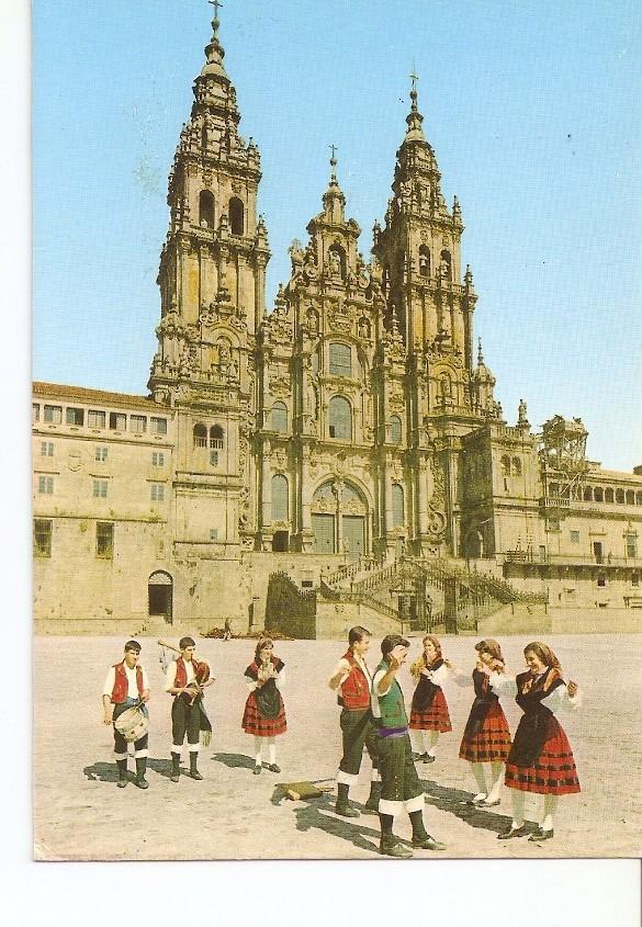 Postal 022845 : La Muñeira ante la Catedral, Santiago de Compostela