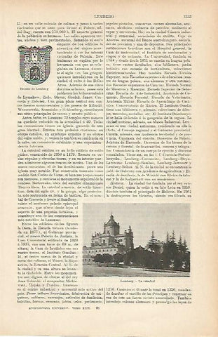 LAMINA ESPASA 9141: Catedral y escudo de Lemberg Polonia