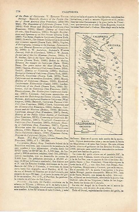 LAMINA ESPASA 14724: Mapa de la Baja California Mejico