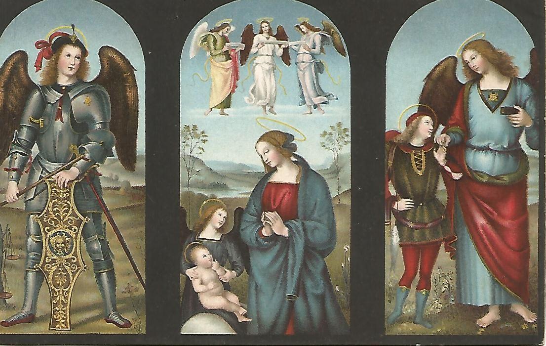 Postal 50317: ARCANGEL MIGUEL LA VIRGEN Y EL NIÑO - Rafael