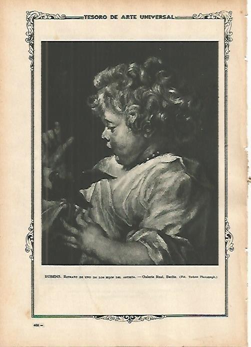 LAMINA 1454. RUBENS. Retrato de uno de los hijos del artista