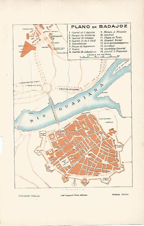 LAMINA ESPASA 9664: Plano de Badajoz