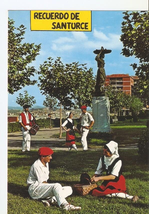 Postal 030061 : Santurce Monumento a la Sardinera (Escultor Joaquin Lucarini) Folklore Vasco - Euzko Folklore