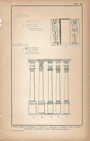 Lamina 022: Filete - Astragalo - Equino - Ordenes arquitectonicos