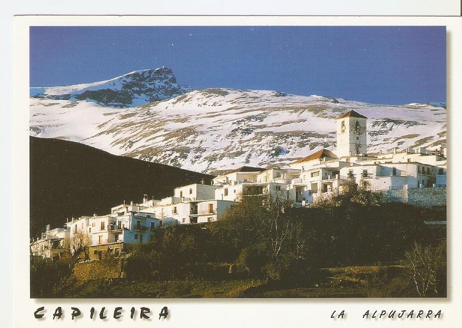 Postal 043962 : Capileira. La Alpujarra. Capileira y pico del Veleta (Granada - España)