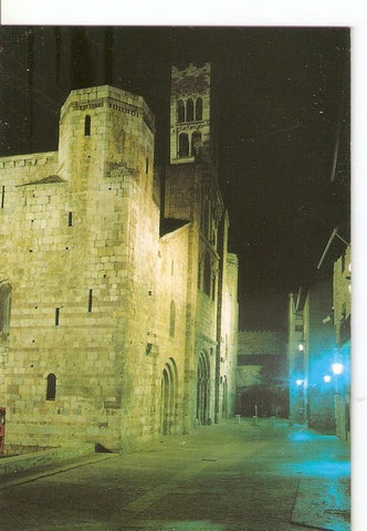 Postal 031845 : La Seu dUrgel (Lleida). Fachada principal de la Catedral de la Seu dUrgell siglo XII. Vista nocturna