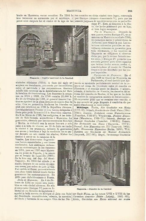 LAMINA ESPASA Alemania 3889: Interior de la Catedral de Maguncia Alemania
