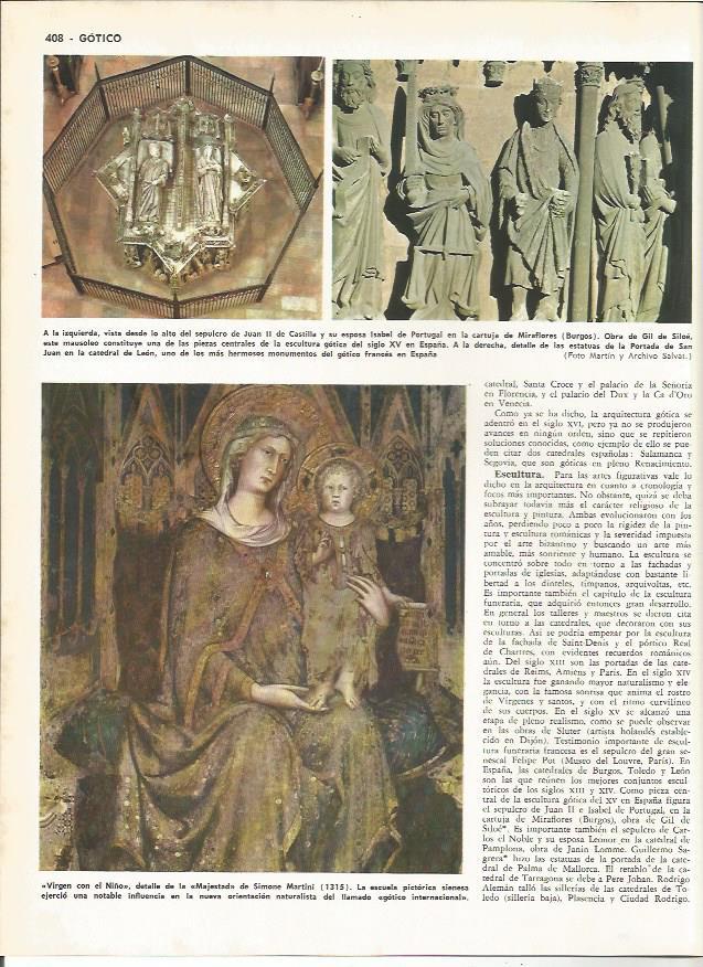 LAMINA MONITOR 0243: SEPULCRO DE JUAN II DE CASTILLA E ISABEL DE PORTUGAL. VIRGEN CON NIÑO DE MARTINI
