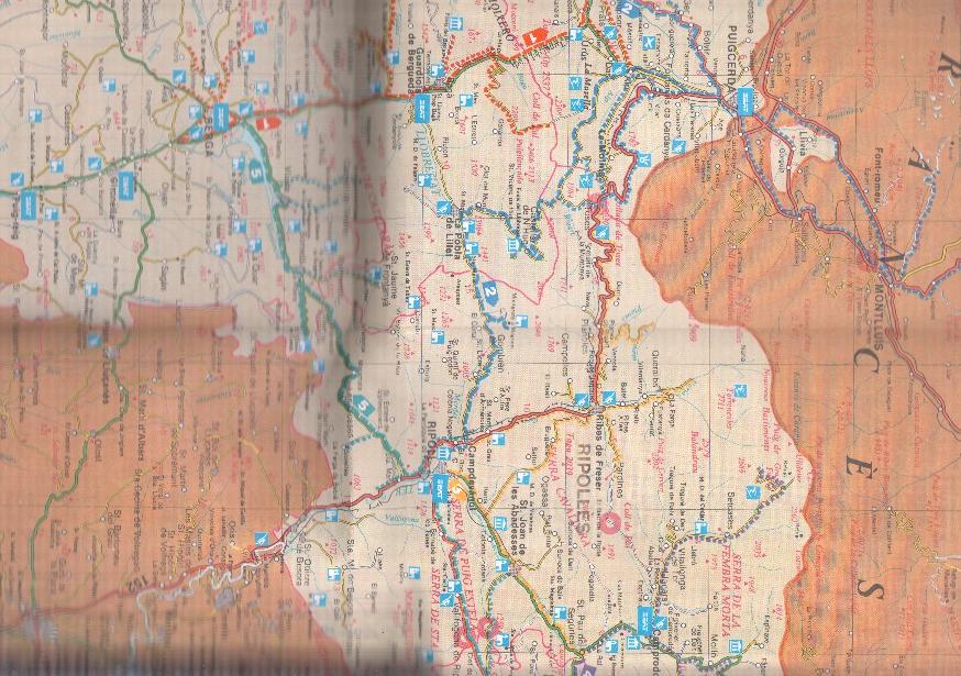 Rutas Catalanas: Mapa para la zona El Pirineu y Prepirineu orientales: Bergueda, Cedanya, Ripolles, Garrotxa