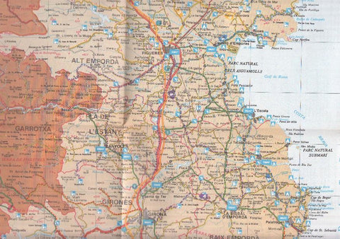 Rutas Catalanas: Mapa desplegable para la zona El litoral y el rerapais del noroeste: Girones, Selva, Baix Emporda, 