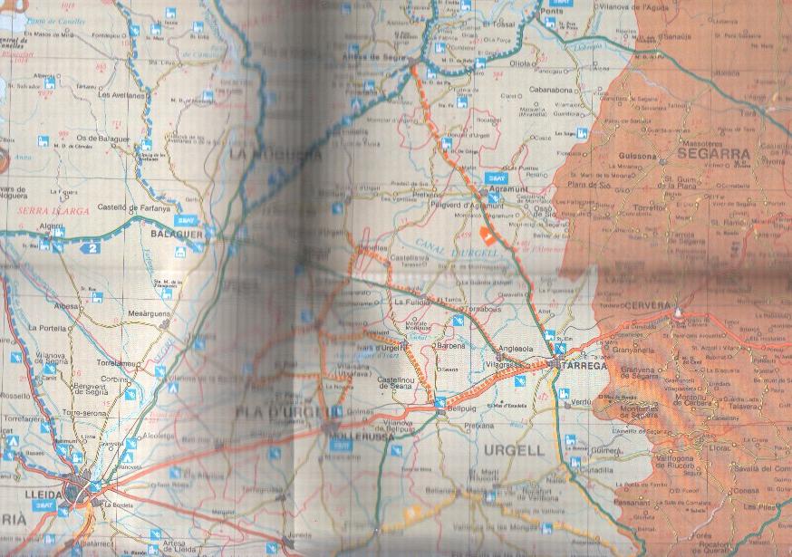 Rutas Catalanas: Mapa desplegable para la zona Las comarcas de Ponent: Urgell, Noguera, Segria, Garrigues