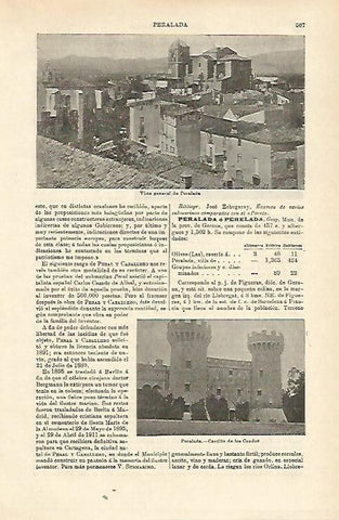 LAMINA ESPASA 15720: Vistas de Perelada Girona