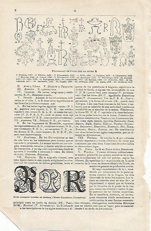 LAMINA ESPASA 15870: Filigranas de papel con la letra R
