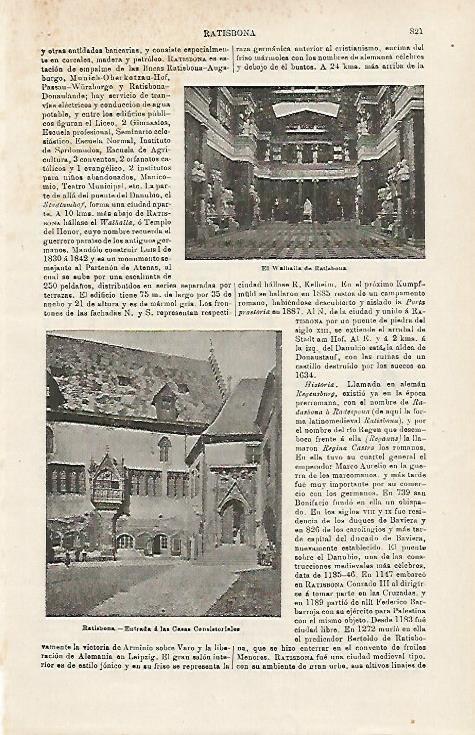 LAMINA ESPASA Alemania 15984: El Walhalla de Ratisbona Alemania