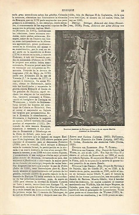 LAMINA ESPASA 16044: Estatuas de Enrique el Leon y Matilde en la Catedral de Brunswick