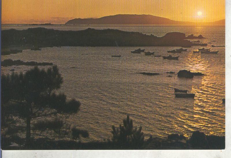 Postal 013694: Puesta de sol en Finisterre, Coruña
