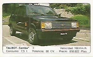 CROMO 283 ALBUM COCHES MOTOR 16: TALBOT - SAMBA