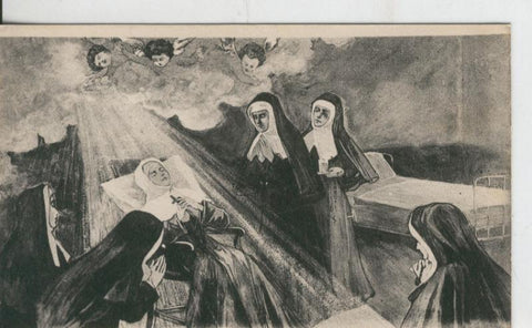 Postal B/N 0382 : Lourdes, La mort de Bernadette le 16 avril 1879
