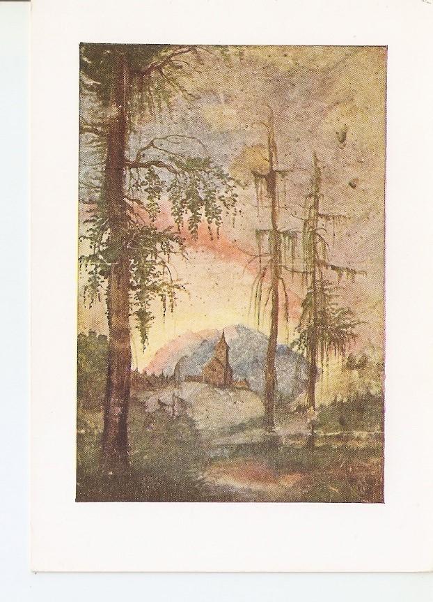 Postal 035315 : Albrecht Altdorfer: Landschaft mit Kirche. Aquarell (Rotterdam Museum Boymans)
