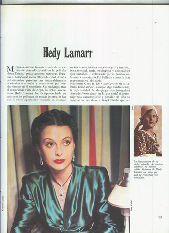 Hedy Lamarr: 19 paginas, 38 fotos color y blanco/negro