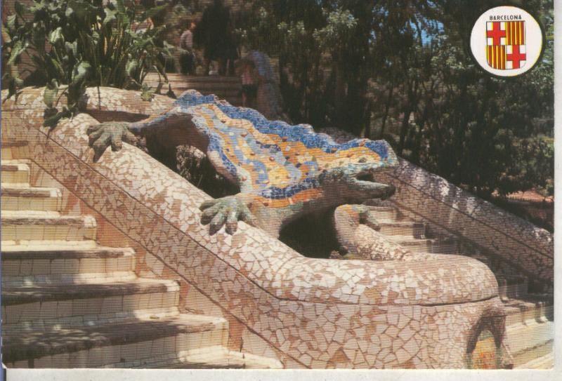Postal 014785: Dragones en el parque Guell de Barcelona