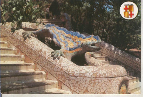 Postal 014785: Dragones en el parque Guell de Barcelona