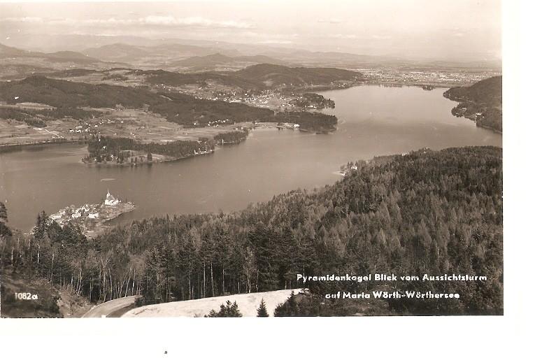 Postal 036124 : Pyramide Blick vom Aussichtsturm ouf Maria Worth - Worthersee