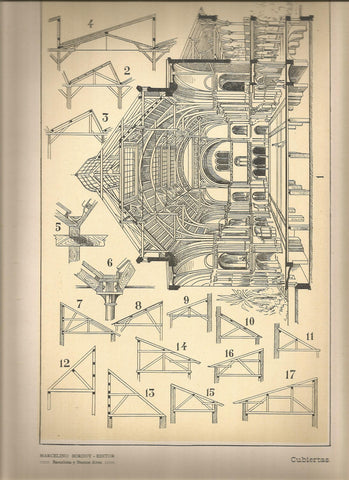 Lamina 118: Tratado de arquitectura de Sugrañes - Cubiertas