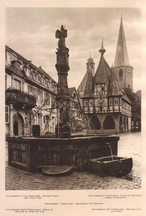 Lamina/Foto KURT HIELSCHE Deuschtland No. 075: MICHELSTADT IN THE ODENWALD. MARKET PLACE WITH TOWN HALL