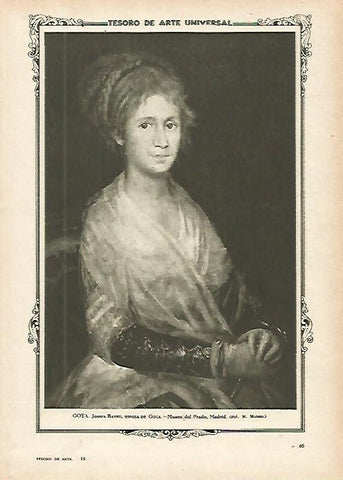 LAMINA 1303. GOYA. Josefa Bayeu esposa de Goya