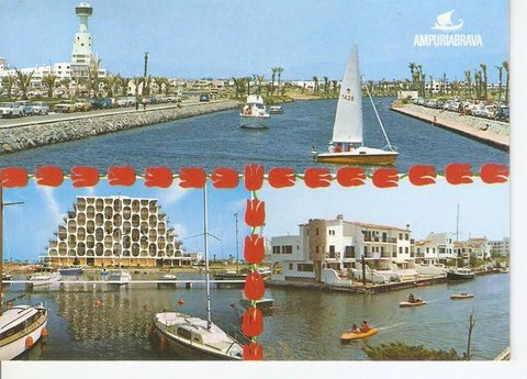 Postal 047128 : Ampuriabrava (Costa Brava). Canal de entrada y zonas residenciales
