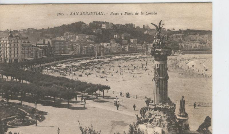 Postal B/N 0318 : San Sebastian: Paseo y playa de la concha