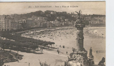 Postal B/N 0318 : San Sebastian: Paseo y playa de la concha
