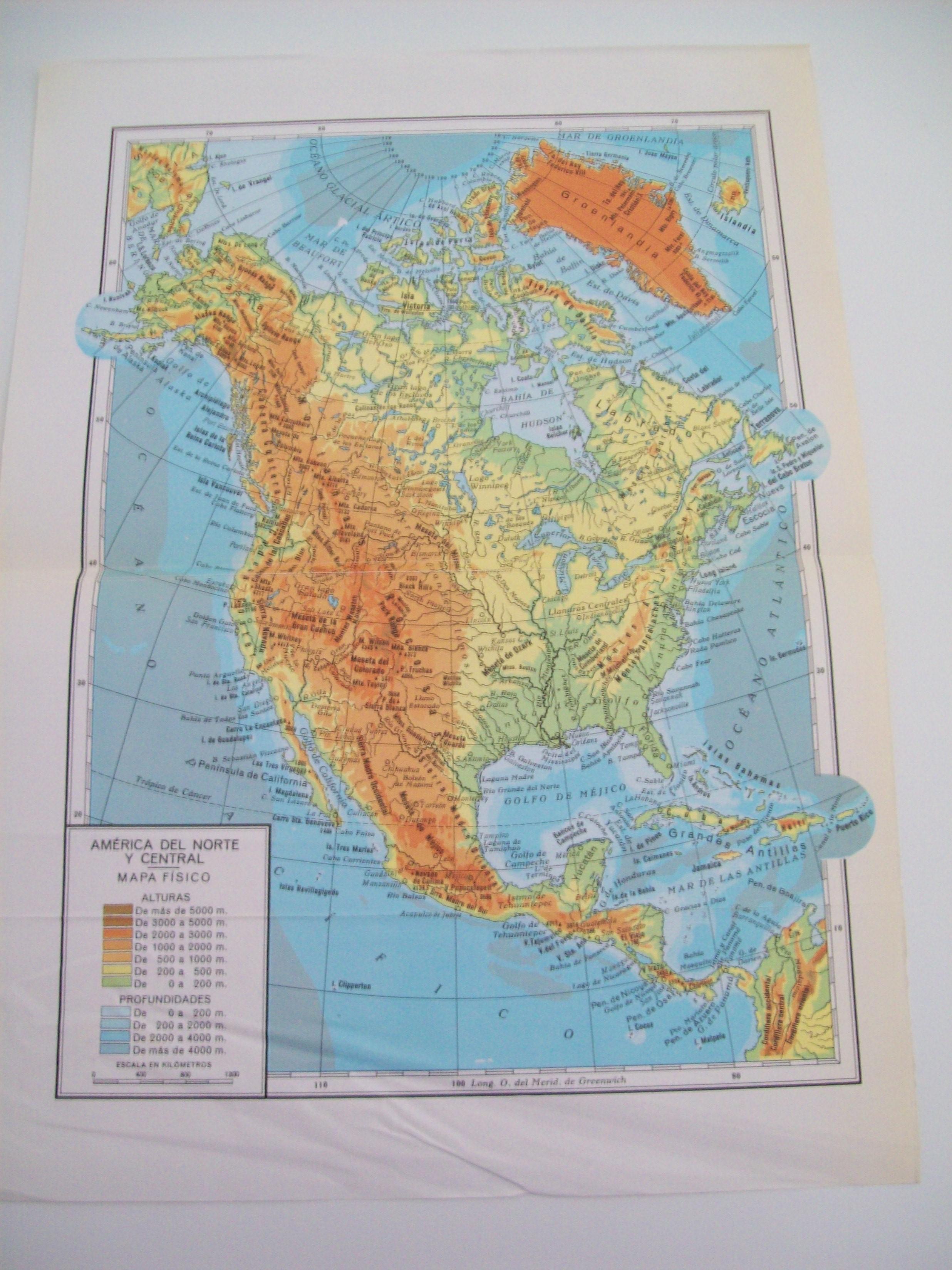 Lamina 242: Mapa fisico de America del Norte y Central