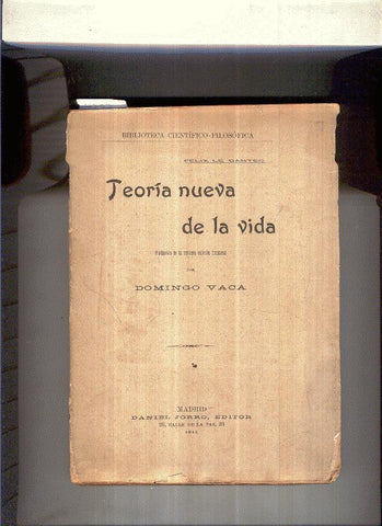 Biblioteca Cientifico Filosofica: Teoria nueva de la vida