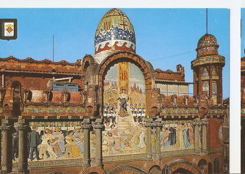 Postal 045528 : Mosaicos de la fachada principal (Luis Bru). Palau de la Musica Catalana. Barcelona. Architecte: Domenech i Montaner (1908)