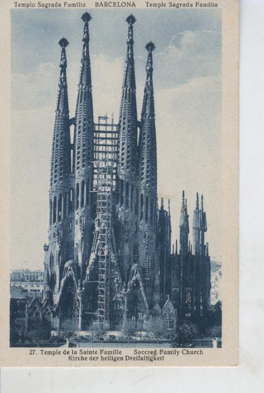 Postal B/N 0435 : Templo de la Sagrada Familia de Barcelona