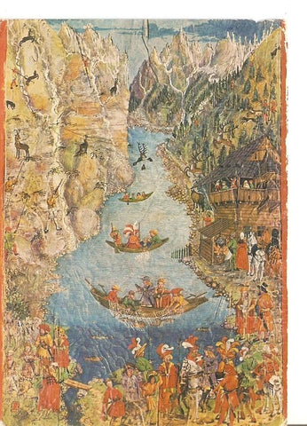 Postal 037258 : Pintura. Pescando en el rio
