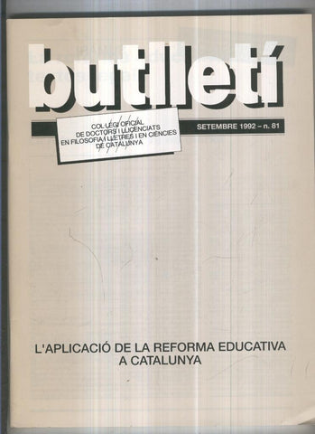 Butlleti numero 81, Col. Ofic. Doctors i Llicenciats Filosofia i Lletres Catalunya