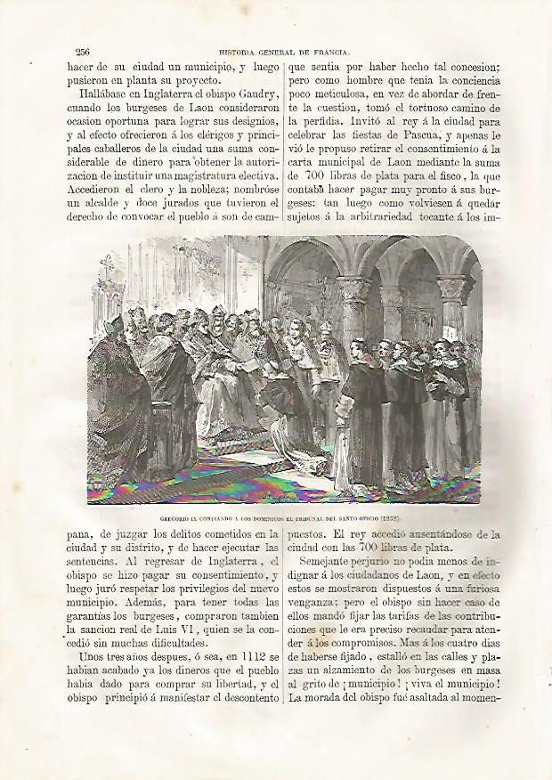 LAMINA 3427: Gregorio IX confiando a los domminicos el Tribunal del Santo Oficio en 1232