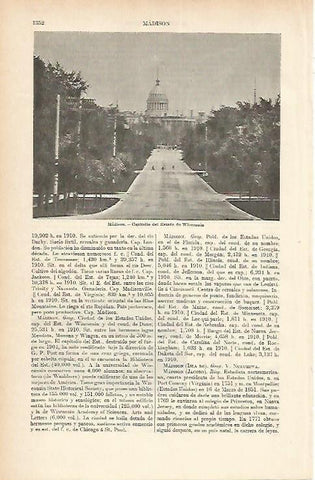 LAMINA ESPASA 1731: Capitolio del Estado de Wisconsin en Madison Estados Unidos