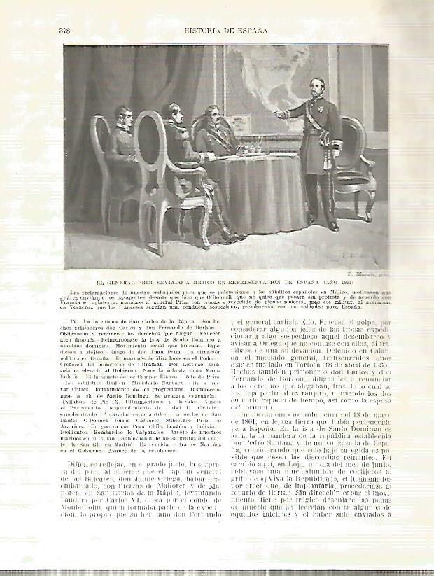 LAMINA 4447: El General Prim enviado a Mexico en 1861