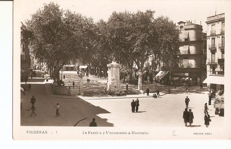 Postal 022374 : La Rambla y Monumento Monturiol. Figueras