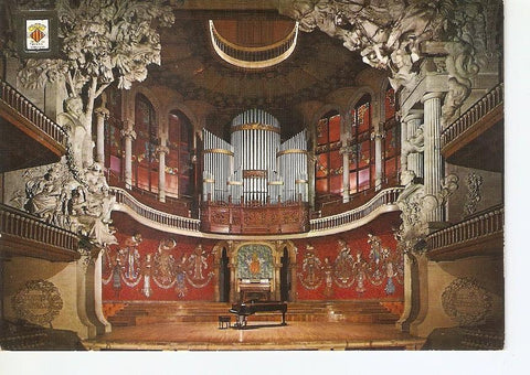 Postal 029190 : Palau de la Musica catalana. Barcelona, Arquitecte Domenech i Montaner (1908), vista general del hemiciclo