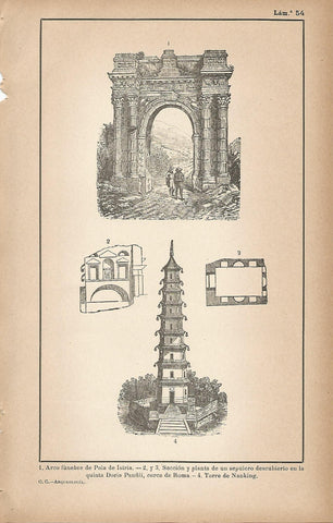 Lamina 054: Arco funebre de Pola de Istria - Supulcro de la Doria Panfili - Torre de Nanking